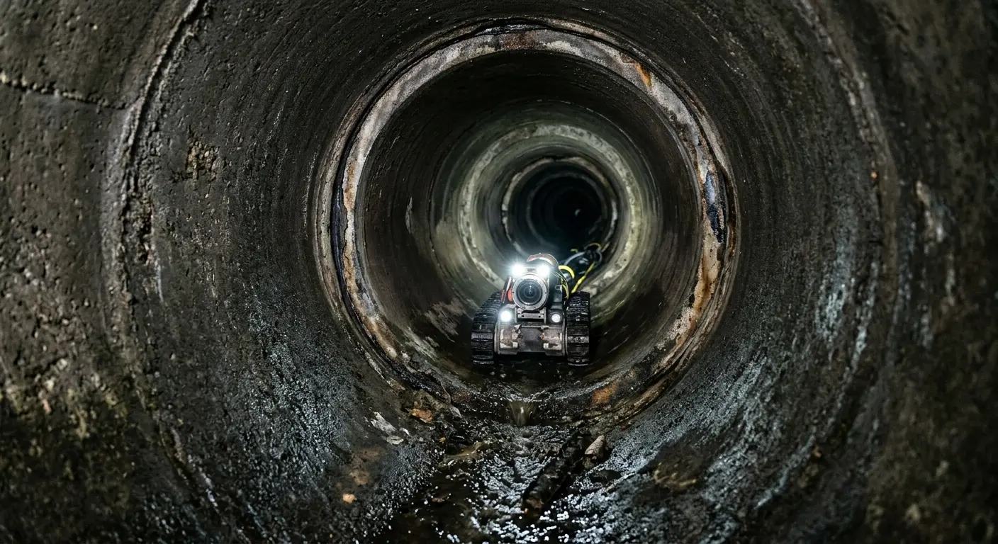 Robotic sewer camera inspecting pipe interior for Sewer Line Cleaning in Picnic Point